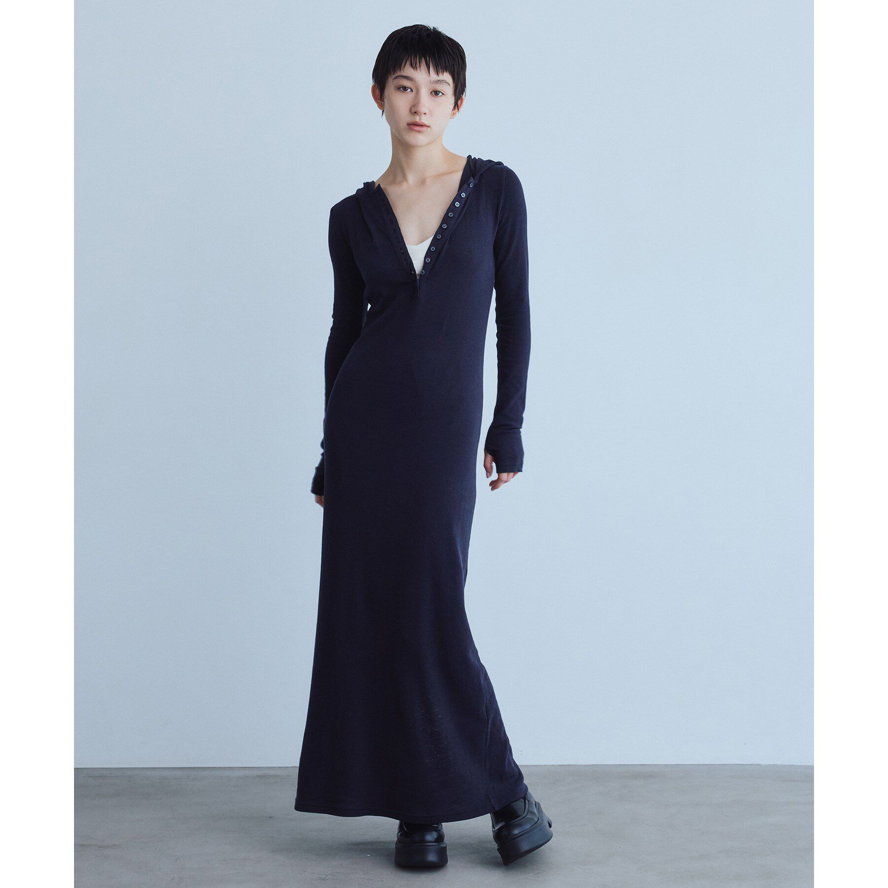 CODE A「UKI UKI＊CODE A｜hooded jersey dress」|ワンピース|