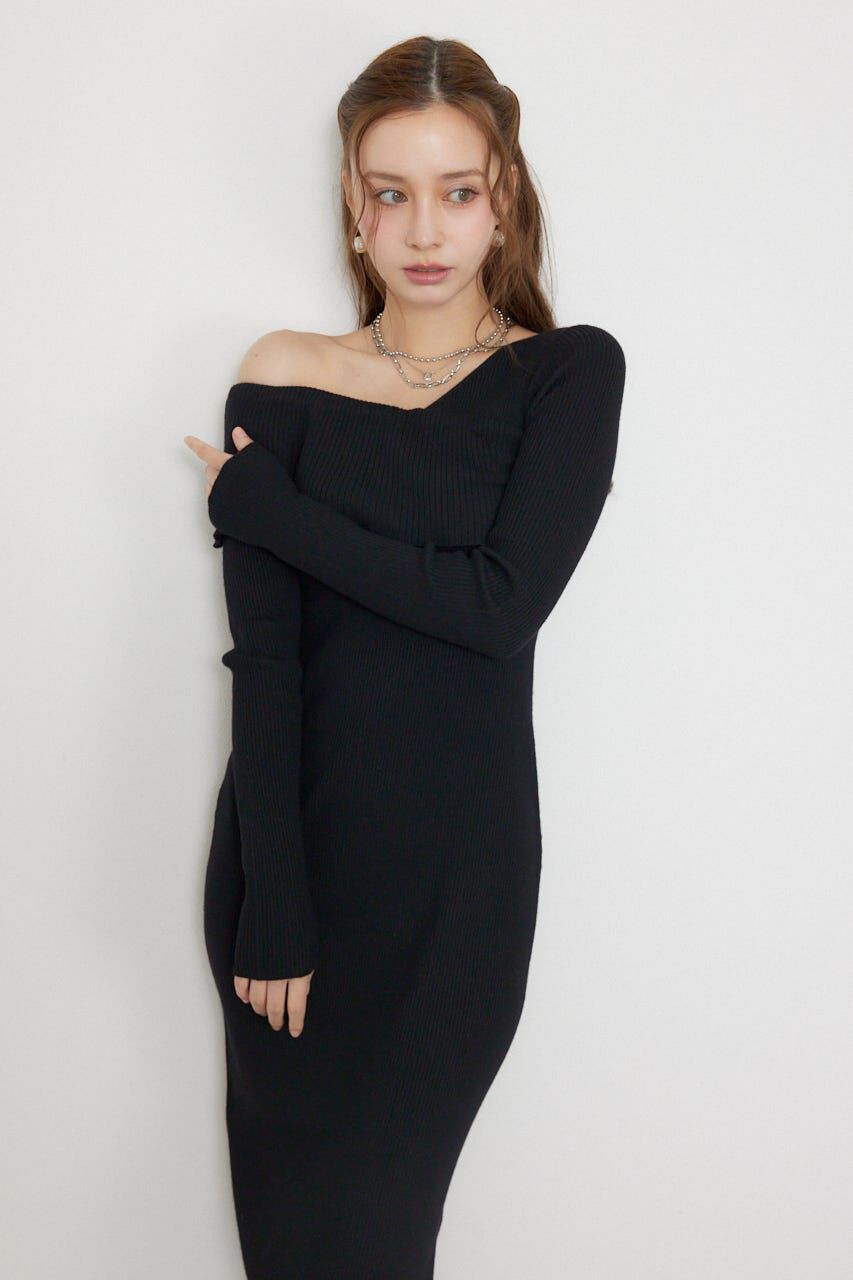 rienda「カシュクールワンショルダーニットタイトワンピース」|ワンピース|