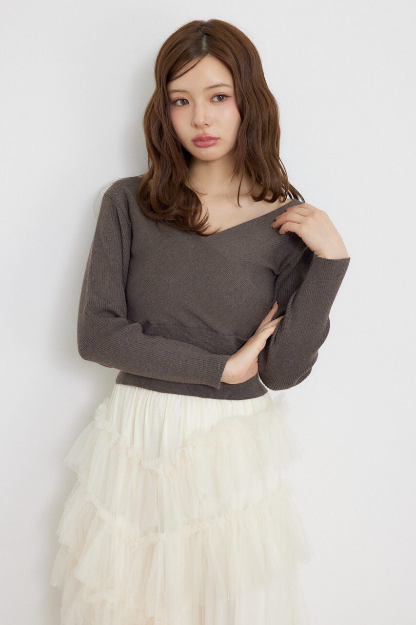 rienda「カシュクール2WAYウォッシャブルニットトップス」|ニット・セーター|BRN