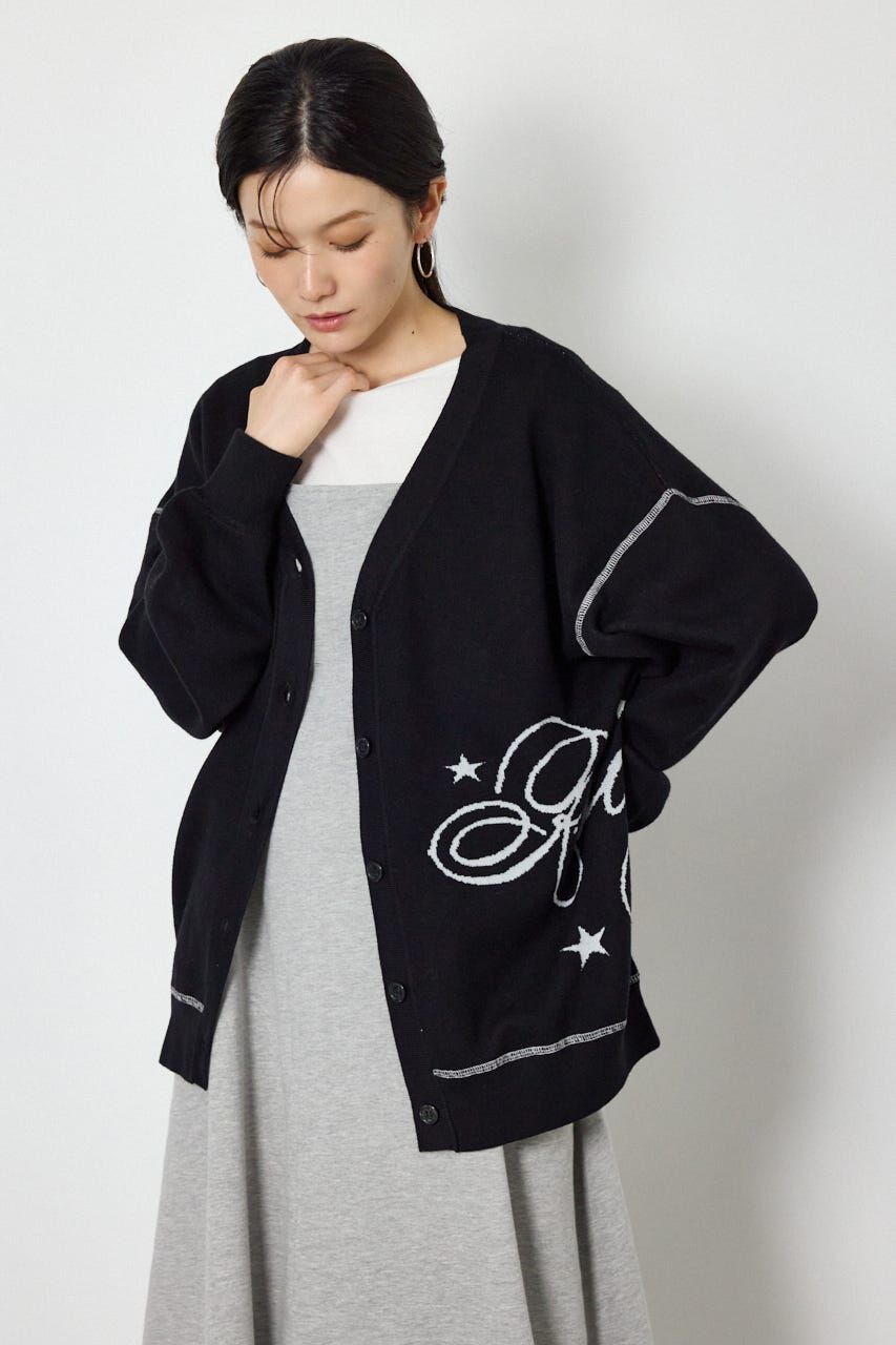 RODEO CROWNS「スウェットライクロゴニットカーディガン」|カーディガン|BLK