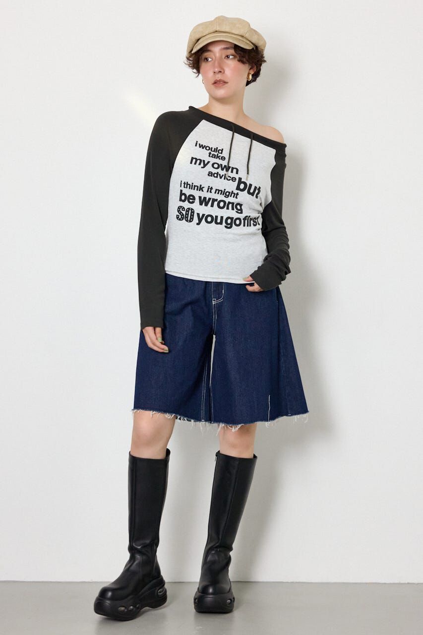 RODEO CROWNS「ワンショルラグランメッセージロングTシャツ」|Tシャツ・カットソー|