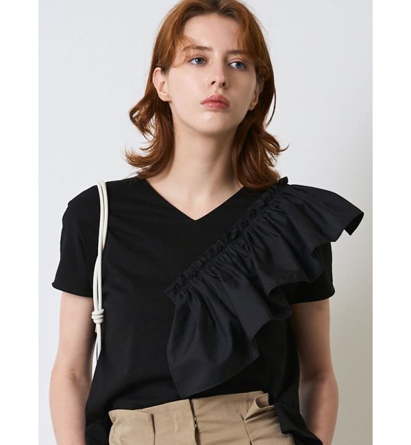 ELENDEEK「FRILL DOCKING CS」|Tシャツ・カットソー|ブラック