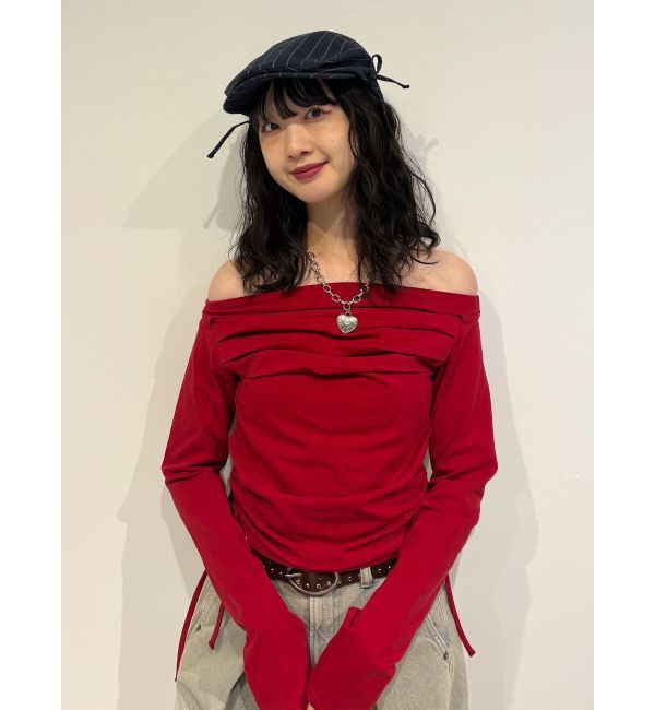 jouetie「オフショルギャザーカットソー」|Tシャツ・カットソー|レッド