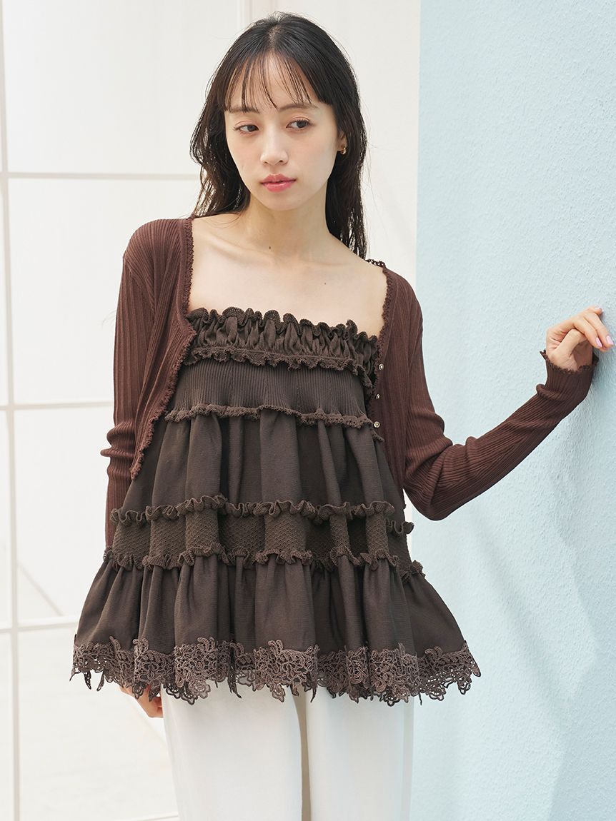SNIDEL「レーストリムシアーカーディガン」|カーディガン|BRW