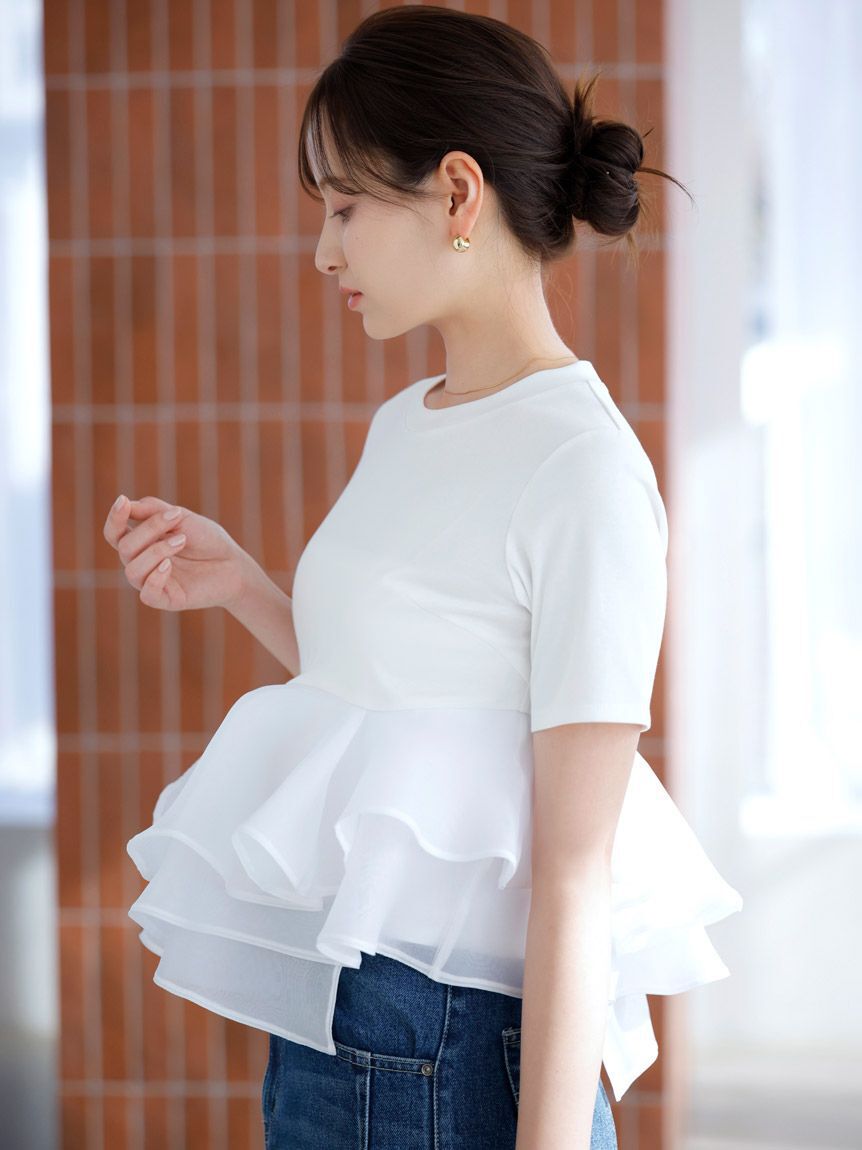 SNIDEL「ドッキングペプラムカットプルオーバー」|Tシャツ・カットソー|