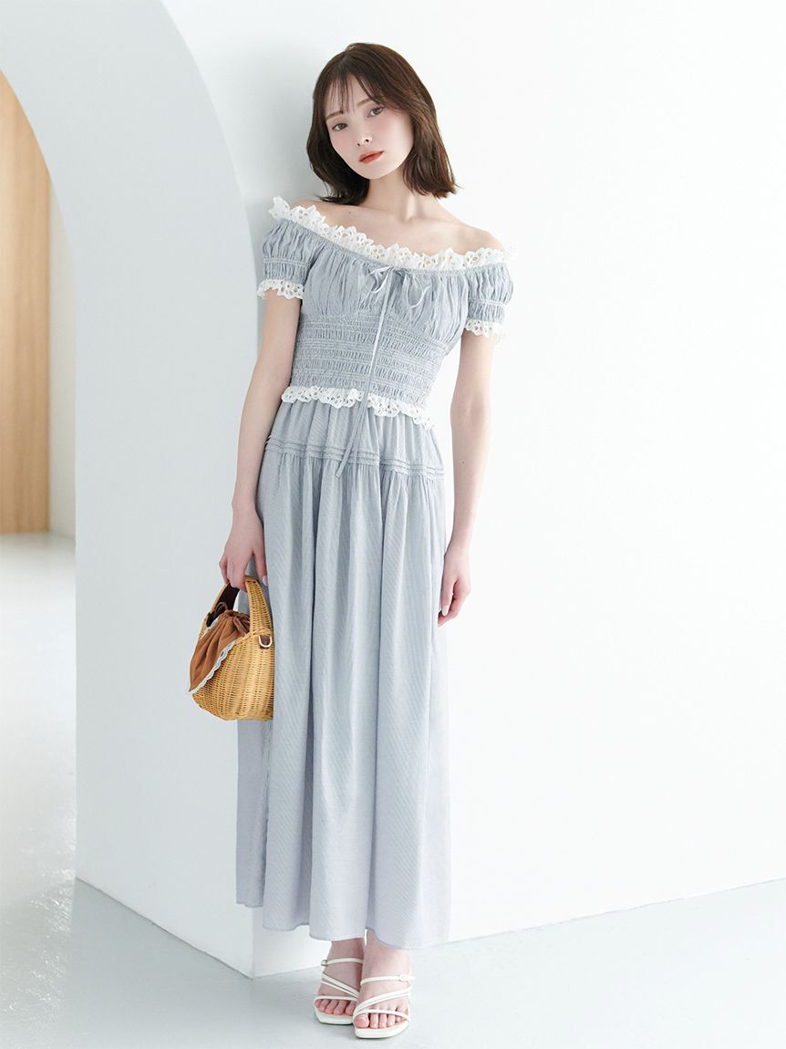 SNIDEL「オフショルロングワンピース」|ワンピース|STRIPE