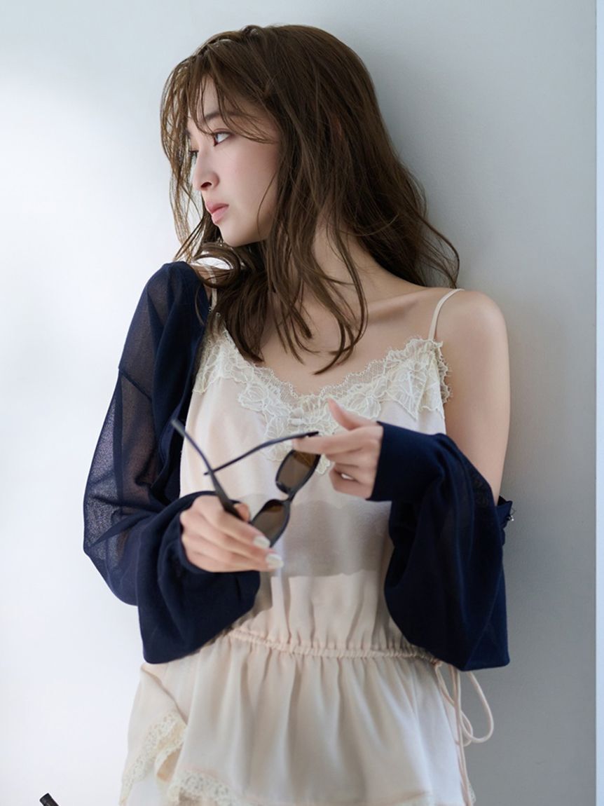 FRAY I.D「シアーVネッククロップドカーディガン」|カーディガン|NVY