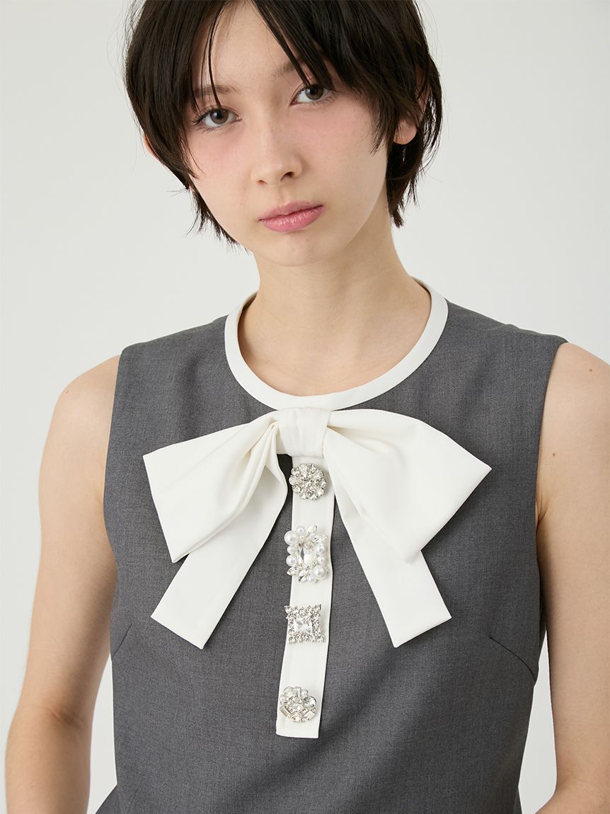 LILY BROWN「[L.B CANDY STOCK]フロントリボンビジューワンピース」|ワンピース|