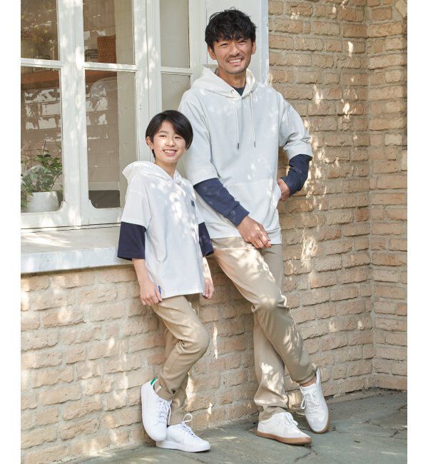 ikka kids「【親子コーデ】冷感6分袖レイヤードパーカー（120~160cm）」|Tシャツ・カットソー|