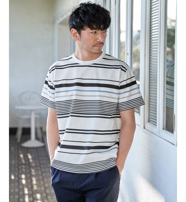 ikka「【MonoMax &times; 小泉孝太郎】冷感DRYポンチボーダーTシャツ「小泉孝太郎さん着用モデル」」|Tシャツ・カットソー|