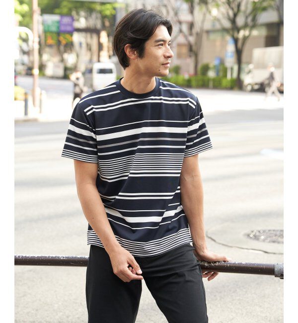 ikka「【MonoMax &times; 小泉孝太郎】冷感DRYポンチボーダーTシャツ「小泉孝太郎さん着用モデル」」|Tシャツ・カットソー|