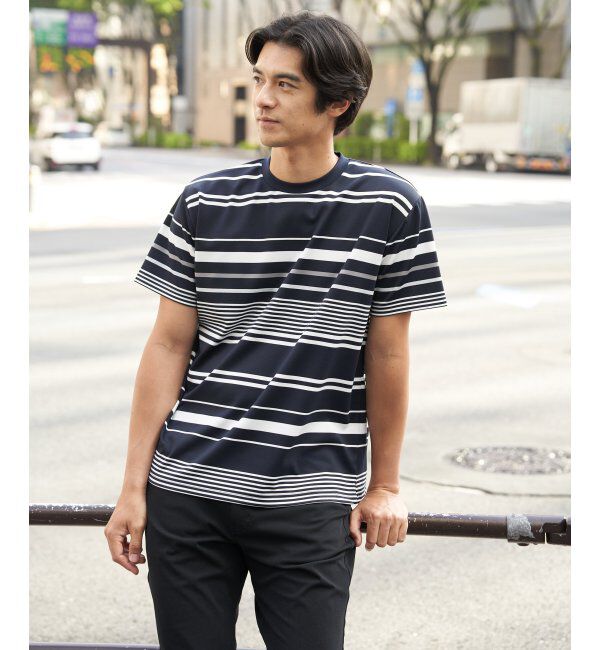 ikka「【MonoMax &times; 小泉孝太郎】冷感DRYポンチボーダーTシャツ「小泉孝太郎さん着用モデル」」|Tシャツ・カットソー|