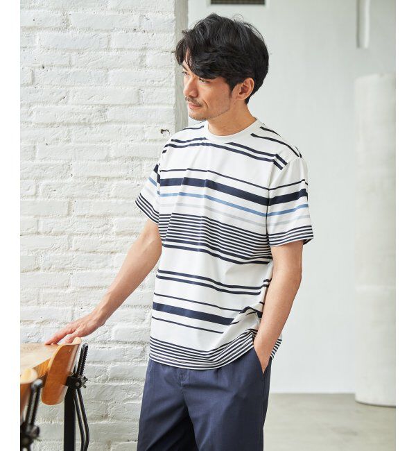 ikka「【MonoMax &times; 小泉孝太郎】冷感DRYポンチボーダーTシャツ「小泉孝太郎さん着用モデル」」|Tシャツ・カットソー|