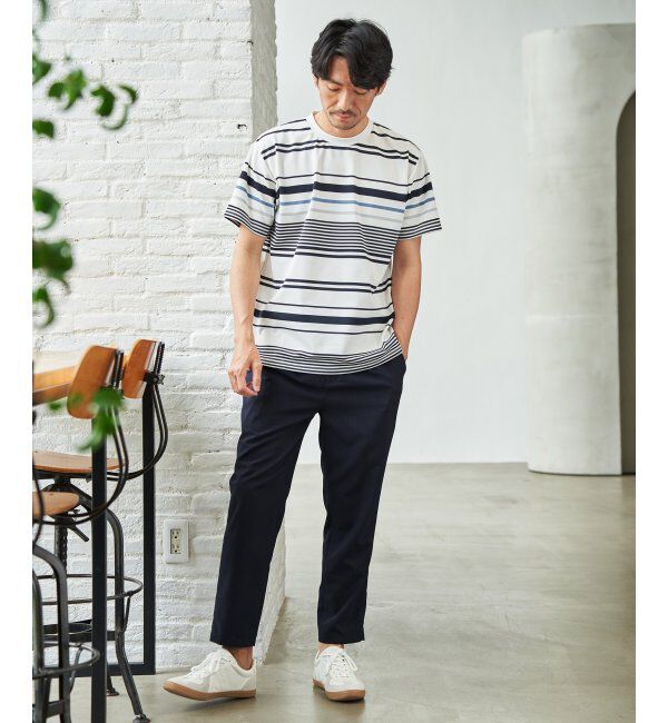 ikka「【MonoMax &times; 小泉孝太郎】冷感DRYポンチボーダーTシャツ「小泉孝太郎さん着用モデル」」|Tシャツ・カットソー|