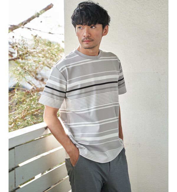 ikka「【MonoMax &times; 小泉孝太郎】冷感DRYポンチボーダーTシャツ「小泉孝太郎さん着用モデル」」|Tシャツ・カットソー|
