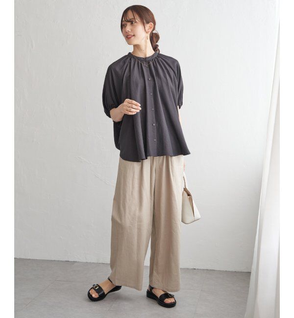 ikka「【接触冷感】ドルマンギャザーシャツ」|シャツ・ブラウス|