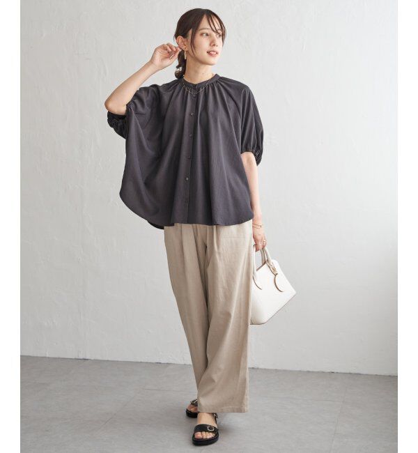 ikka「【接触冷感】ドルマンギャザーシャツ」|シャツ・ブラウス|