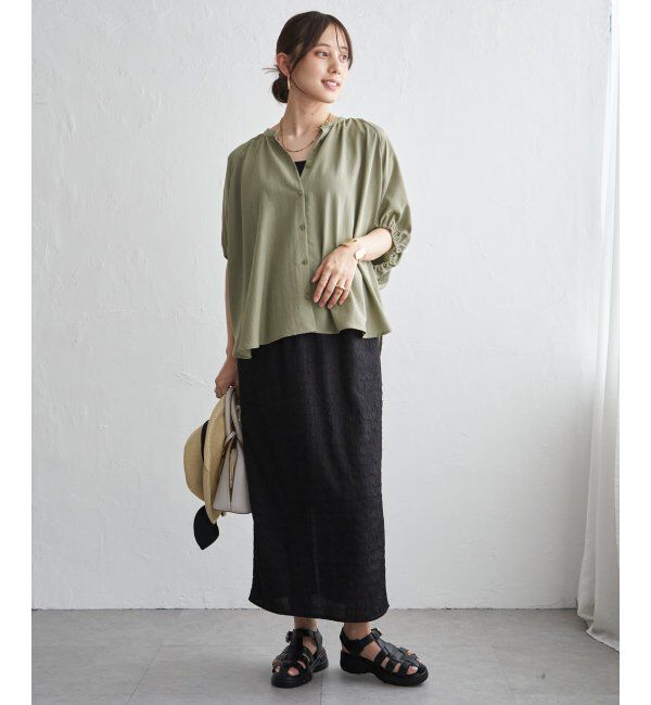 ikka「【接触冷感】ドルマンギャザーシャツ」|シャツ・ブラウス|