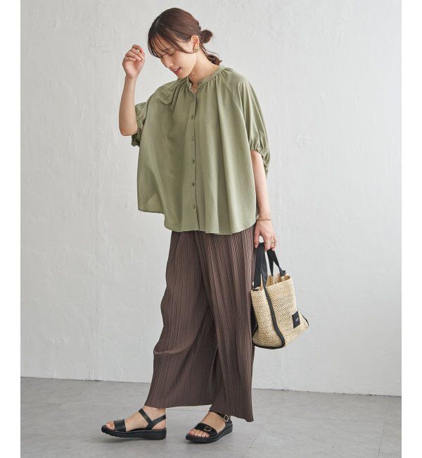 ikka「【接触冷感】ドルマンギャザーシャツ」|シャツ・ブラウス|