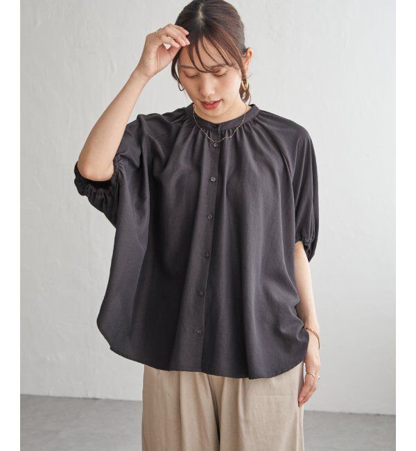 ikka「【接触冷感】ドルマンギャザーシャツ」|シャツ・ブラウス|