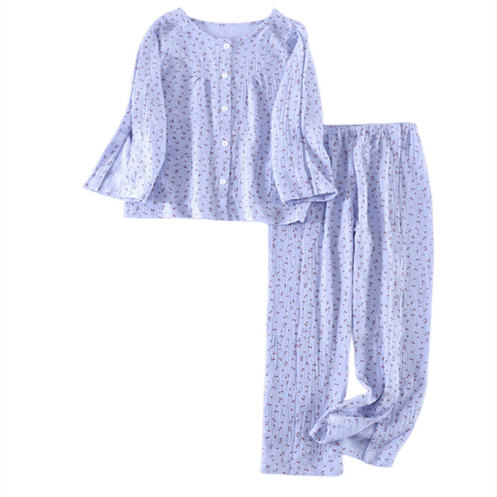 BACKYARD FAMILY「介護パジャマ 前開き 上下セット 通販 入院服 介護服 パジャマ 寝巻き 寝間着 ルームウェア」|ルームウェア|ブルー1