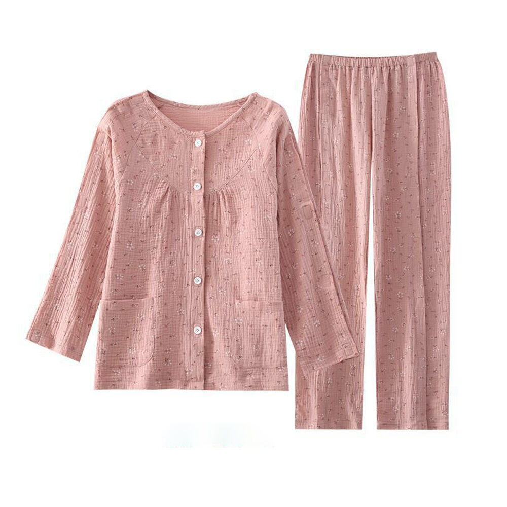 BACKYARD FAMILY「介護パジャマ 前開き 上下セット 通販 入院服 介護服 パジャマ 寝巻き 寝間着 ルームウェア」|ルームウェア|ピンク1