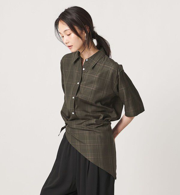 UNITED ARROWS「チェック スカーフ 5分袖 シャツ」|シャツ・ブラウス|