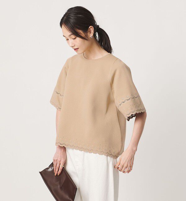 UNITED ARROWS「カットワーク スカラップ プルオーバー ニット ‐ウォッシャブル‐」|ニット・セーター|