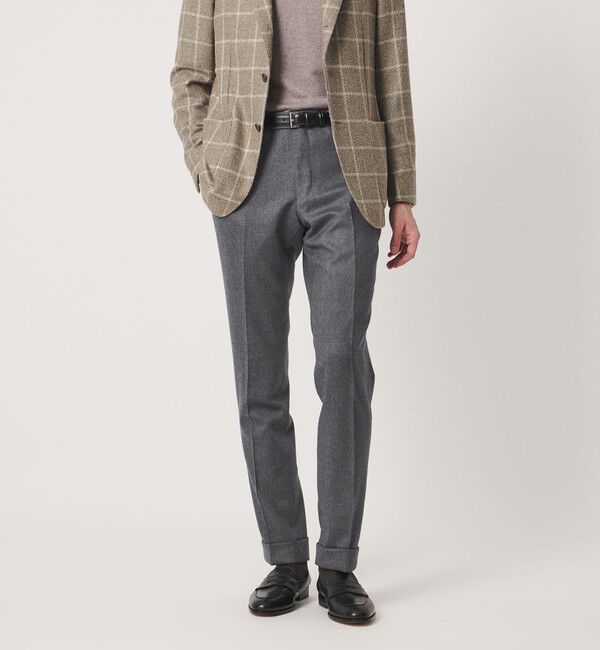 UNITED ARROWS「ライトサキソニー ノープリーツ テーパード スラックス ヨコストレッチ」|スラックス|