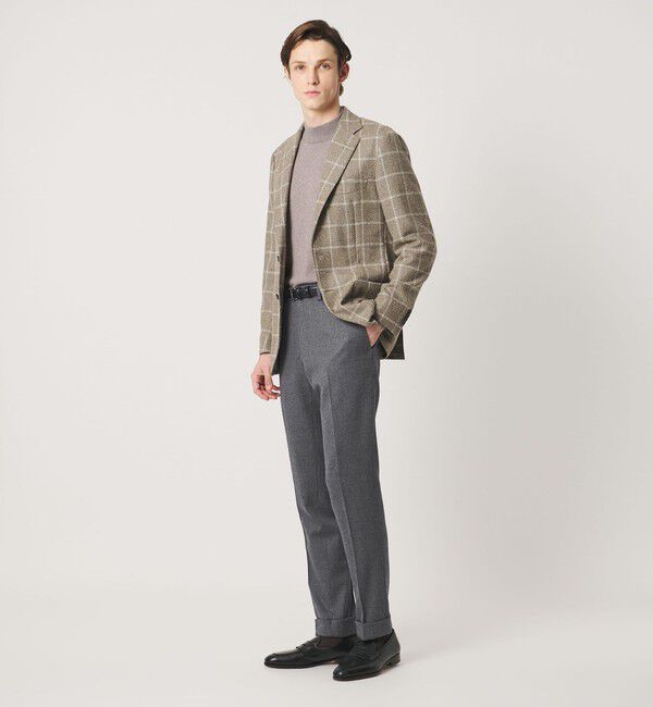 UNITED ARROWS「ライトサキソニー ノープリーツ テーパード スラックス ヨコストレッチ」|スラックス|