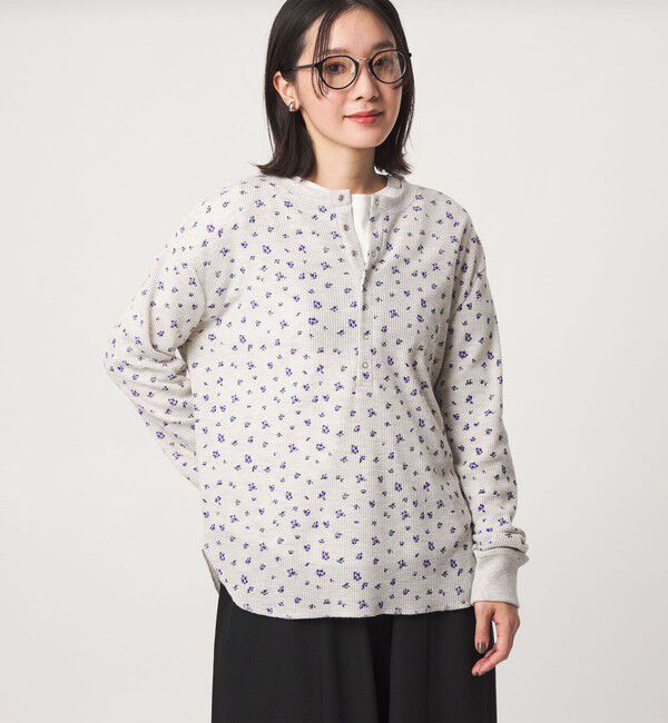 UNITED ARROWS green label relaxing「【WEB限定】＜at ease＞ワッフル ヘンリーネック  フラワープリント カットソー」|Tシャツ・カットソー|