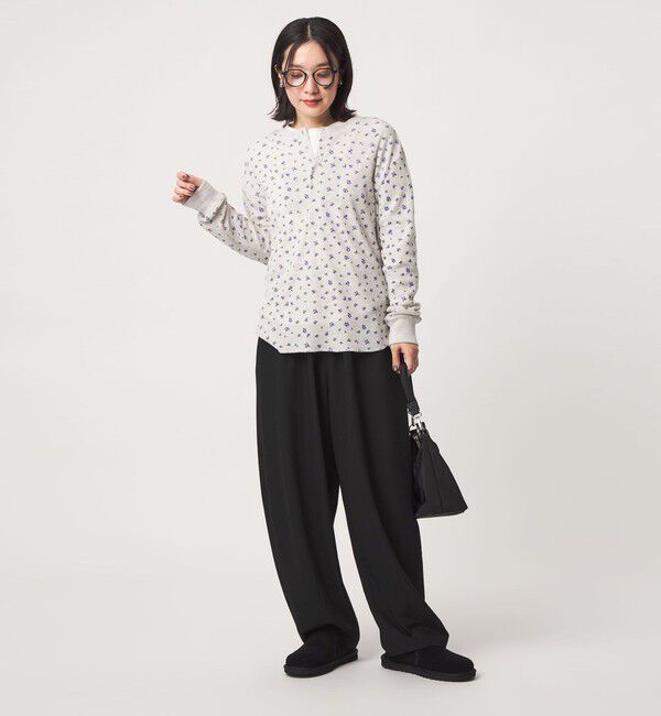 UNITED ARROWS green label relaxing「【WEB限定】＜at ease＞ワッフル ヘンリーネック  フラワープリント カットソー」|Tシャツ・カットソー|
