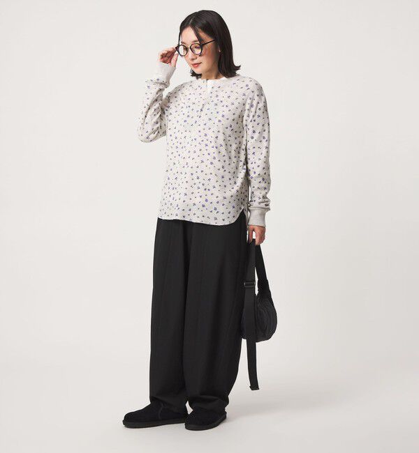 UNITED ARROWS green label relaxing「【WEB限定】＜at ease＞ワッフル ヘンリーネック  フラワープリント カットソー」|Tシャツ・カットソー|