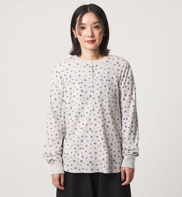 UNITED ARROWS green label relaxing「【WEB限定】＜at ease＞ワッフル ヘンリーネック  フラワープリント カットソー」|Tシャツ・カットソー|