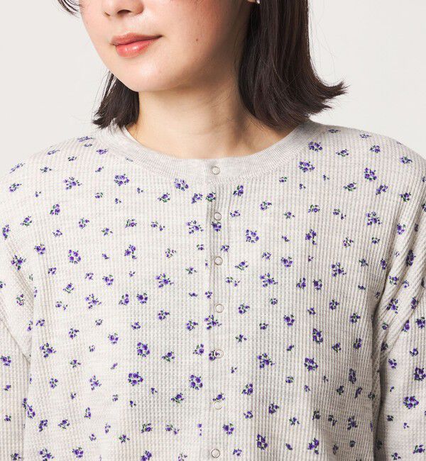 UNITED ARROWS green label relaxing「【WEB限定】＜at ease＞ワッフル ヘンリーネック  フラワープリント カットソー」|Tシャツ・カットソー|