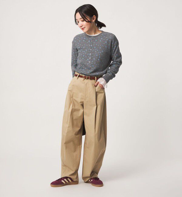UNITED ARROWS green label relaxing「【WEB限定】＜at ease＞ワッフル ヘンリーネック  フラワープリント カットソー」|Tシャツ・カットソー|