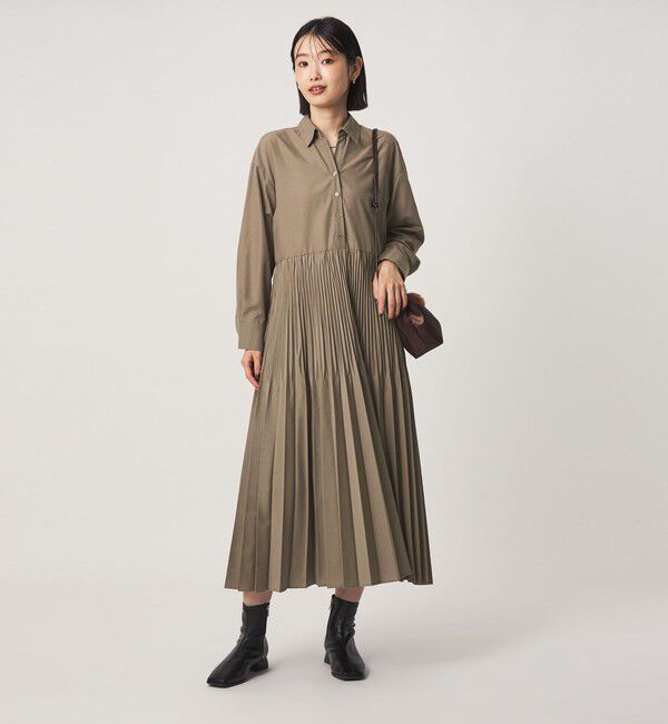 UNITED ARROWS green label relaxing「［size SHORT/TALLあり］ワッシャー プリーツ ロングスリーブ ワンピース」|ワンピース|MOCA