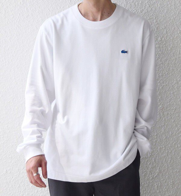 SHIPS any「【SHIPS any別注】LACOSTE: ワンポイント ピケ クルーネック Tシャツ 26AW (ロンT)◇」|Tシャツ・カットソー|ホワイト