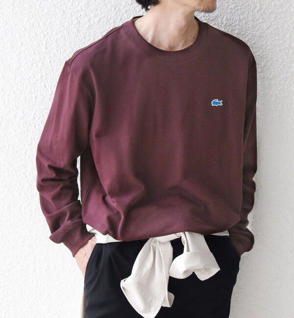SHIPS any「【SHIPS any別注】LACOSTE: ワンポイント ピケ クルーネック Tシャツ 26AW (ロンT)◇」|Tシャツ・カットソー|ワイン