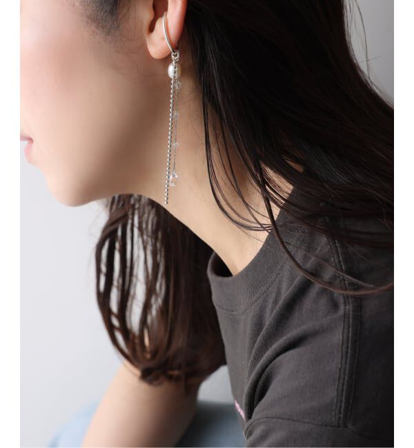 Spick and Span「【SAMH by LILAS】 ミックスチェーンクォーツ*パールイヤーカフ SV（片耳）」|イヤーカフ|