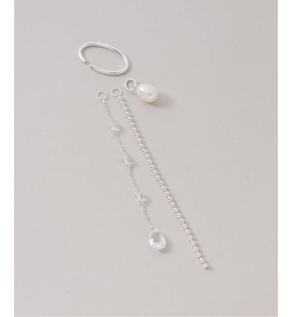 Spick and Span「【SAMH by LILAS】 ミックスチェーンクォーツ*パールイヤーカフ SV（片耳）」|イヤーカフ|