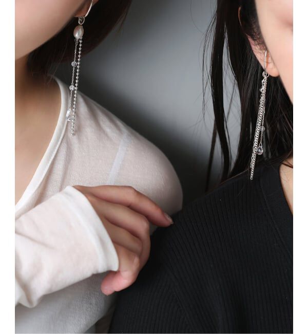 Spick and Span「【SAMH by LILAS】 ミックスチェーンクォーツ*パールイヤーカフ SV（片耳）」|イヤーカフ|