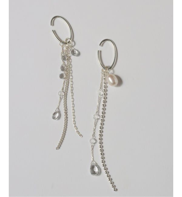 Spick and Span「【SAMH by LILAS】 ミックスチェーンクォーツ*パールイヤーカフ SV（片耳）」|イヤーカフ|