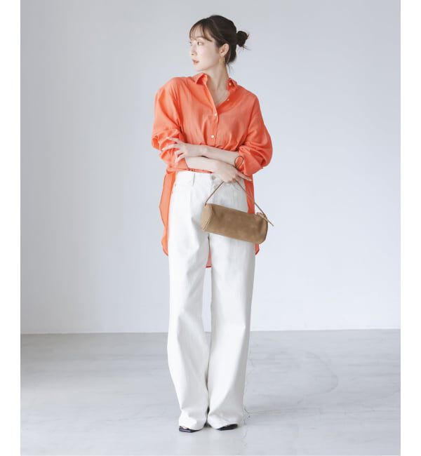 NOBLE「シルキーコットンナローロングシャツ」|シャツ・ブラウス|