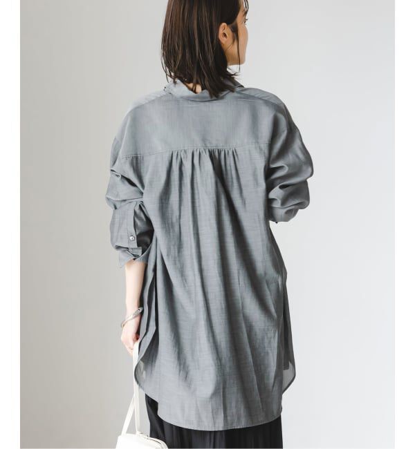 NOBLE「シルキーコットンナローロングシャツ」|シャツ・ブラウス|