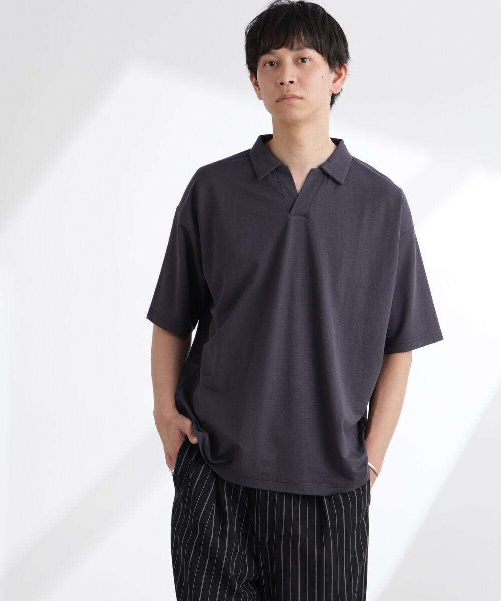 NANO universe「レーヨンナイロンポンチスキッパーシャツ 半袖」|Tシャツ・カットソー|