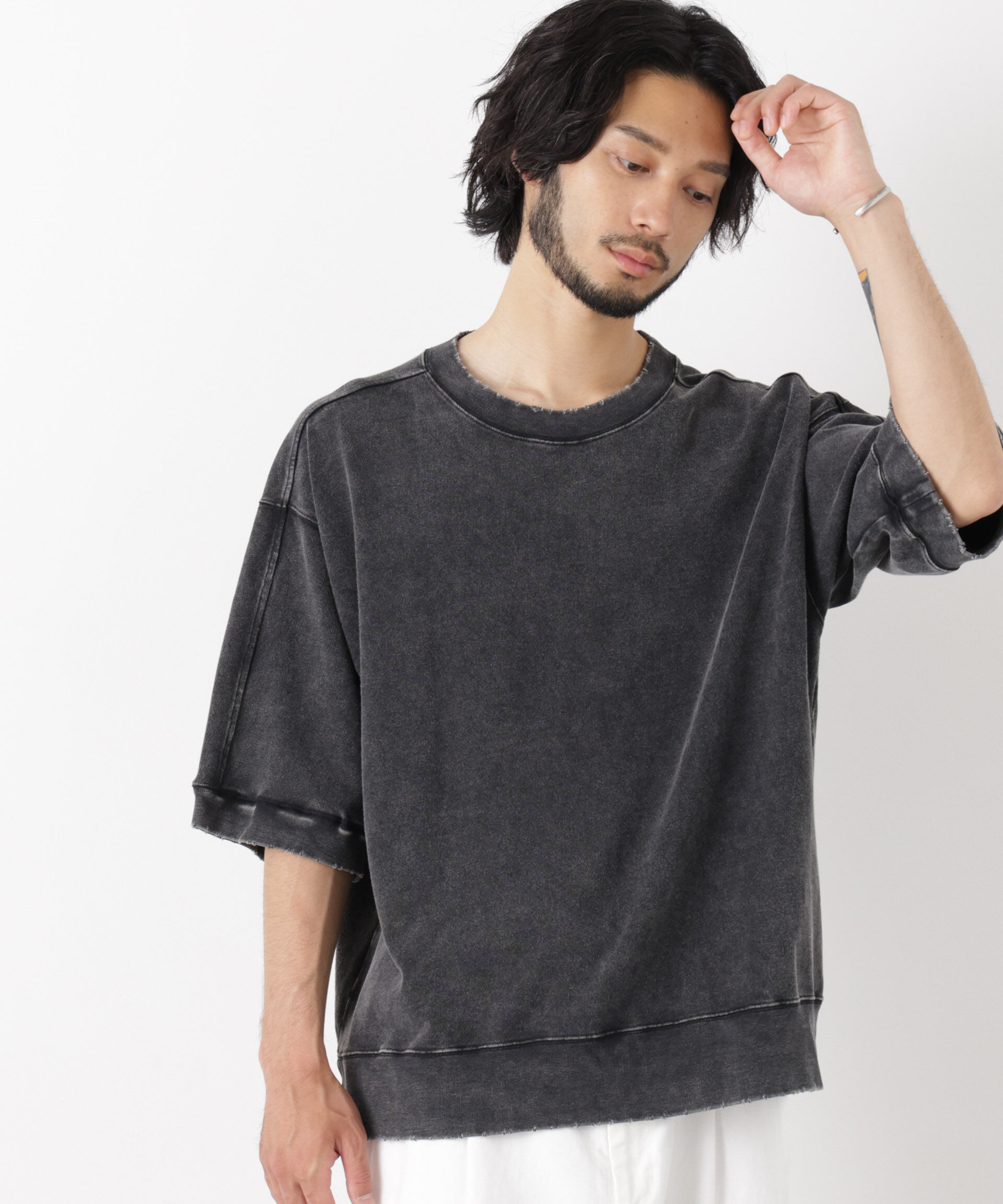 NANO universe「ケミカル加工袖線切替えTシャツ」|Tシャツ・カットソー|