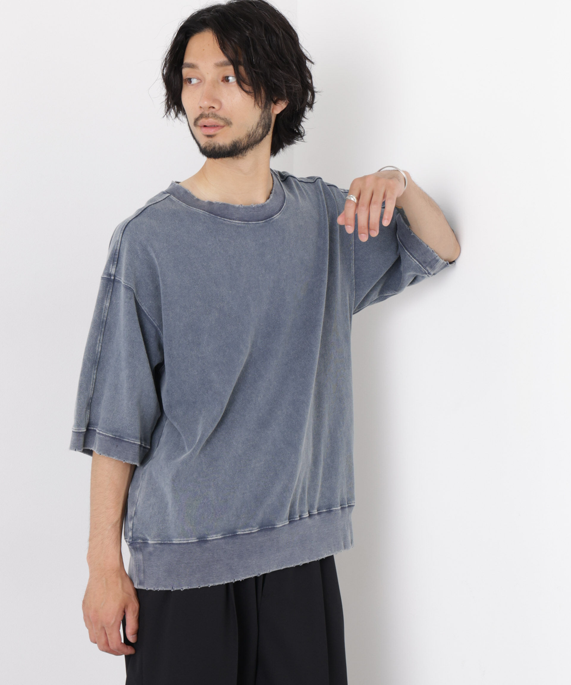 NANO universe「ケミカル加工袖線切替えTシャツ」|Tシャツ・カットソー|
