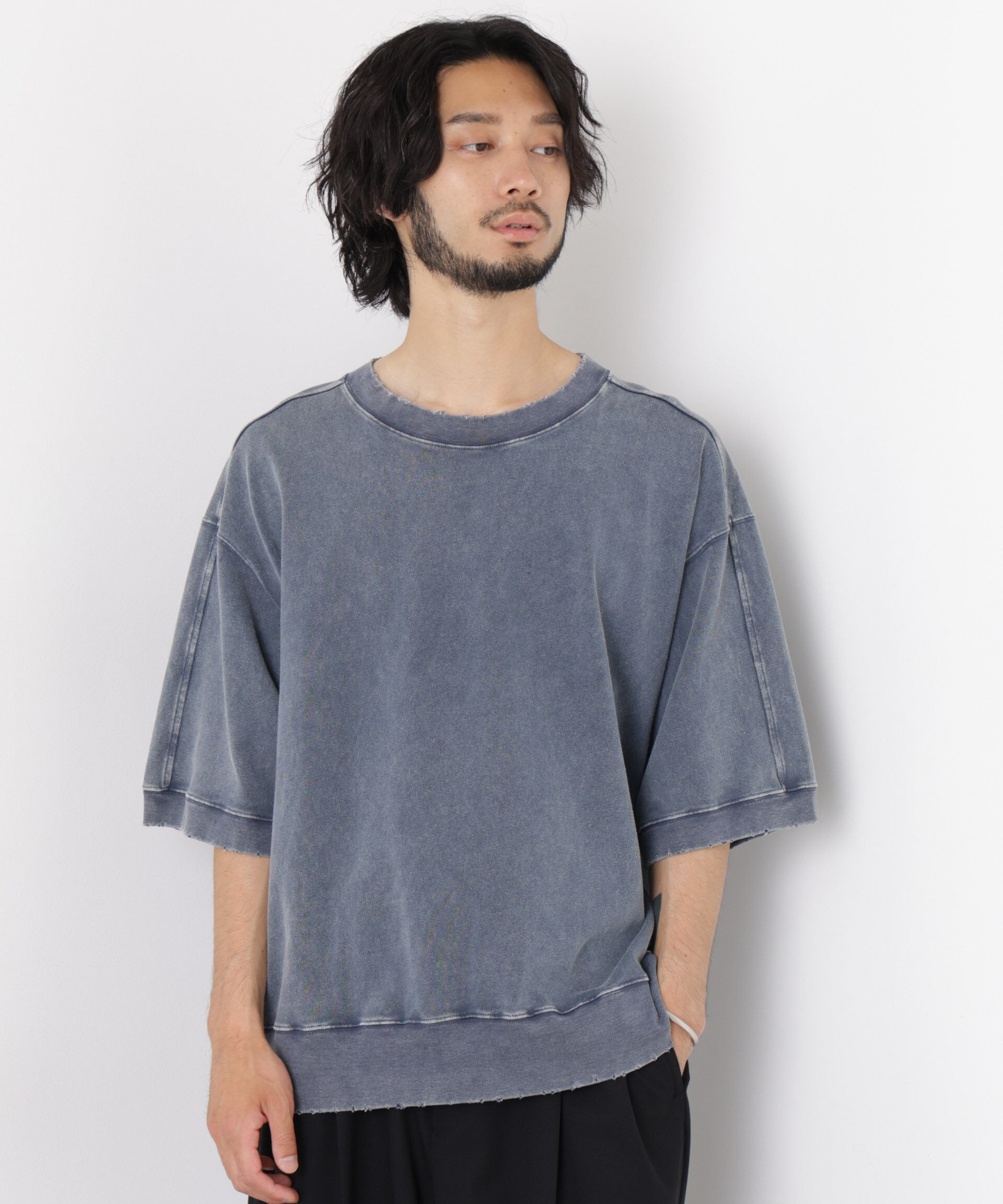 NANO universe「ケミカル加工袖線切替えTシャツ」|Tシャツ・カットソー|