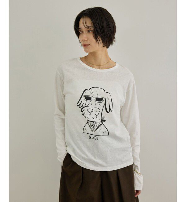 SALON adam et rope'「【Camille de Cussac for SALON】アートプリントロングスリーブTシャツ」|Tシャツ・カットソー|
